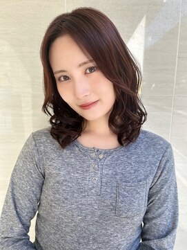 オーロ(ORO) ボブルフ ワンレン 小顔くびれヘア ネビージュ