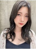大人かわいい/レイヤーロング/グレーベージュ/前髪パーマ/錦糸町