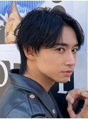 【黒髪波巻きツイストスパイラルパーマ、韓国風メンズカット】