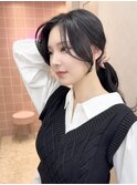 韓国顔周りxレイヤーセミディ/姫カット/ワンカール/シアーカラー
