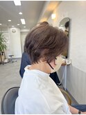 ピンクベージュ×ショートレイヤー