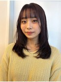 ダークラベンダー 小顔レイヤー 似合わせカット 艶髪 透明感