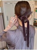 #カチモリヘア　#ベルベットリボンアレンジ