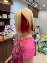 ニュースエン(newseN:) ミルクティーブロンド/インナーカラーレッド/ケアブリーチ/新潟