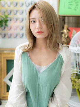 カバーヘア イヴ 戸頭店(COVER HAIR EVE) 大人ハイライトかきあげ前髪エアリーミディh3戸頭20代30代40代