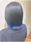 秋カラー◎デザインカラー裾ブルー×透明感ウルフ
