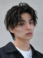 テン 心斎橋(tenn.)&nbsp;難波フェザーパーマフェザーショートニュアンスパーマ20代黒髪