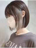 横浜西口ショートボブインナーカラーグレージュベージュカラー