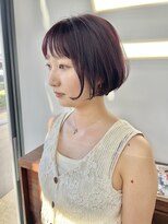 ヘアー アイス 御器所本店(HAIR ICI)&nbsp;丸みショートボブ◎小顔×ラベンダーピンク大人可愛い