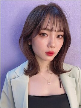 ロンドプロフィール 浦和(Lond profil) ミディアムヘアショコラベージュボブルフベビーバングカール