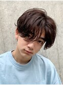 センターパートメンズマッシュパーマニュアンスパーマ刈り上げ
