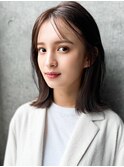 薄めバングくせ毛風カール長めバングミディアムボブルフミニボブ