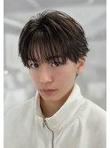 黒髪ビジネスショートツーブロックシースルーニュアンスパーマ