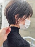 前髪小顔ニュアンスカラー大人ショートボブヘア20代30代40代 