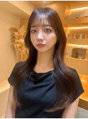 20代30代40代韓国前髪シースルーバング大人ブラウンレイヤー