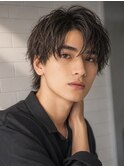 メンズウルフツイストスパイラシャドウパーマセンターパート