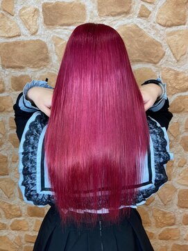 美容室 パペポ(PAPEPO) ダブルブリーチ×原色　赤ピンク　ダブルカラー