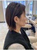 大人かわいい小顔外ハネミディアムボブ前髪なし20代30代40代50代