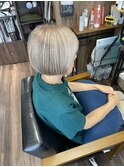 【ブリーチなし】白髪活かしバレイヤージュ☆大人ボブ