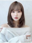 透明感カラーくびれロング似合わせカットミディアムレイヤー