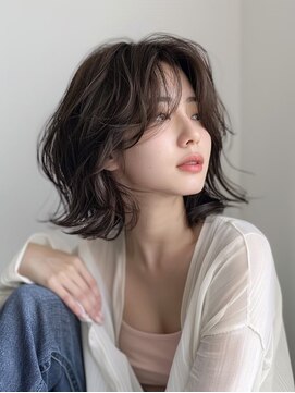 モードケイズ 調布店(MODE K's) レイヤーボブ_顔周り韓国調布ココアベージュ小顔に見せるヘア