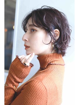 ムウ 難波(MOU) ショート暗めカラーグランマッシュデザインカラー20代30代40代