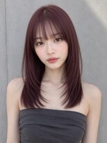 ユーフォリア 渋谷グランデ(Euphoria SHIBUYA GRANDE)&nbsp;渋谷 韓国ヘア顔周りレイヤー小顔カットバーガンディカラー