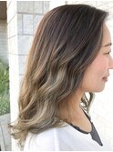 【レディースカット】セミロング&バレイヤージュカラー