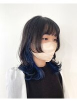 アクアオモテサンドウ(ACQUA omotesando) ＊姫カットウルフレイヤーカット！黒髪×インナーカラーブルー