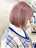 ハイトーンダブルカラーくすみピンクベージュケアブリーチ