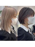 【修】20代30代40代◎透明感カラー×韓国切りぱなしボブ