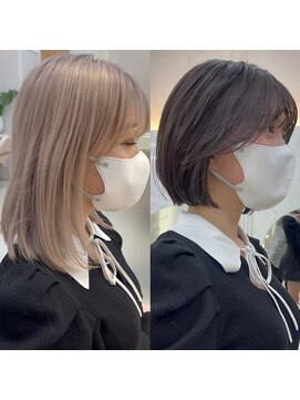 アフロートリノ(AFLOAT Leino) 【修】20代30代40代◎透明感カラー×韓国切りぱなしボブ