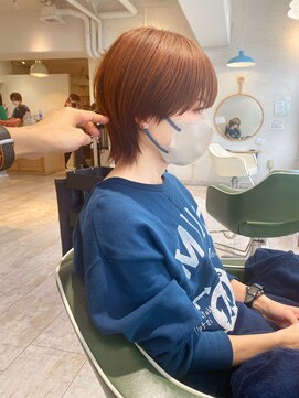 リーフ 王寺店(LEAF≠) 『マッシュウルフ×オレンジベージュ』