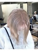 ミルクティーブロンドトリプルカラーケアブリーチハイトーンボブ