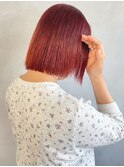 ブリーチなしダブルカラーチェリーレッド＊ミニボブ暖色カラー