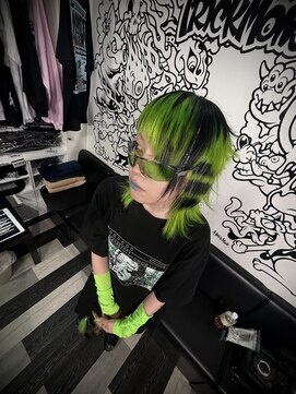 トリックストア(TRICK STORE) 心斎橋、派手ヘア、ネオングリーンカラー