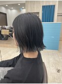長岡×ameria 切りっぱなしボブ×ネイビーカラー