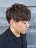メンズマッシュセンターパートスパイラルパーマニュアンスパーマ
