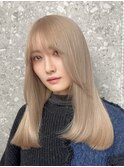 ミルクティーグレージュ暗めアッシュブラウンミディアムレイヤー