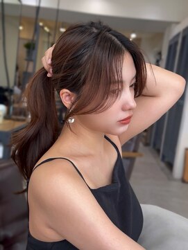 コート 表参道(Cote) 韓国ヘア 2wayバング 顔まわりカットNo.1 レイヤー グレージュ