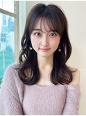 暗髪で出せるこなれ感!フェイスレイヤー×ナチュラルセミロング