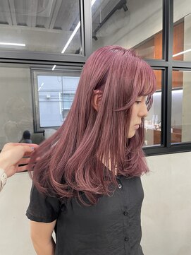 ニコ トウキョウ 渋谷(nico TOKYO) ダブルカラーチェリーレッドピンクブラウン韓国レイヤーロング