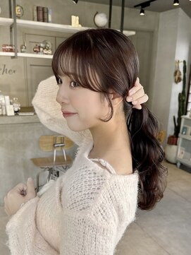 前髪お顔まわりカットブリーチなしカラーチョコレートラベンダー