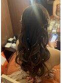 艶髪ブライダルヘアセット韓国風ハーフアップ◎