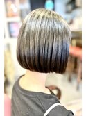 首きれい大人ボブ/丸みショートボブ/カット/縮毛矯正/髪質改善/