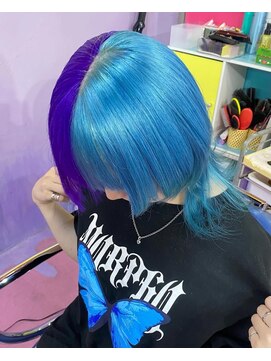 ヘアサロン トミー(Hair salon TOMMY) 紫と水色のツートンカラー★☆