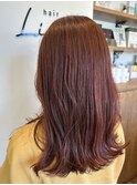 ロングヘアーにオレンジ＋レッド