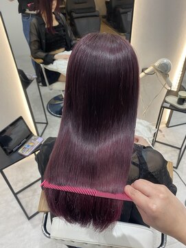 ジーナ 博多筑紫口(Zina) ワインレッドカラー/髪質改善/韓国風カラー/博多美容室