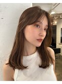 ミディアムヘアレイヤーカット前髪カット髪質改善トリートメント