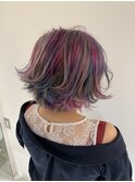 切りっぱなし外ハネボブユニコーンカラースタイル